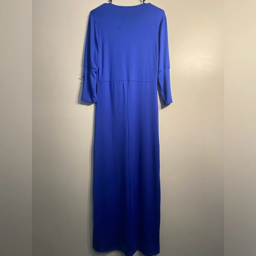 Item 93 Women's Royal Blue Long Sleeve Maxi Dress - Picture 4 of 6